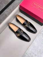 BALMAIN Black calfskin Leather Shoes-BALMAIN Man Business Leather Shoes